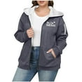 thumbnail image 2 of Women's Plus Size Sherpa Lined Jackets with Pockets Full Zip Up Hoodie Fleece Coat Long Sleeve Thick Warm Sweatshirt (5XL, Gray), 2 of 5