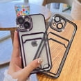 thumbnail image 3 of Plating Wallet for iPhone 14 Case, Bling Glitter Diamond Card Holder Camera Protection Luxury Cover + 2* Screen Protector, Card Slot Case Elegant iPhone 14 Phone Case -Purple, 3 of 6