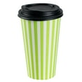 thumbnail image 5 of Restpresso 16 oz Green and White Stripe Paper Single Wall Coffee Cup - with Black Lid - 3 1/2"x 3 1/2"x 5 1/2" - 20 count box, 5 of 11