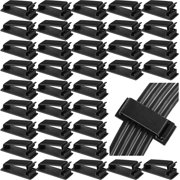 200 Pcs Self Adhesive Cable Management Clips, Cable Clips Adhesive Multipurpose Cord Clips, Cable Organizer Cord Clamps for Cable Routing, TV PC Ethernet Cables Under Desk Home Office (Black)