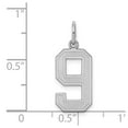 thumbnail image 5 of 925 Sterling Silver Medium Satin Number 9 Charm Pendant, 5 of 5