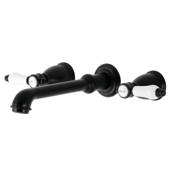 Kingston Brass KS7020BPL Bel-Air Two-Handle Wall Mount Roman Tub Faucet, Matte Black