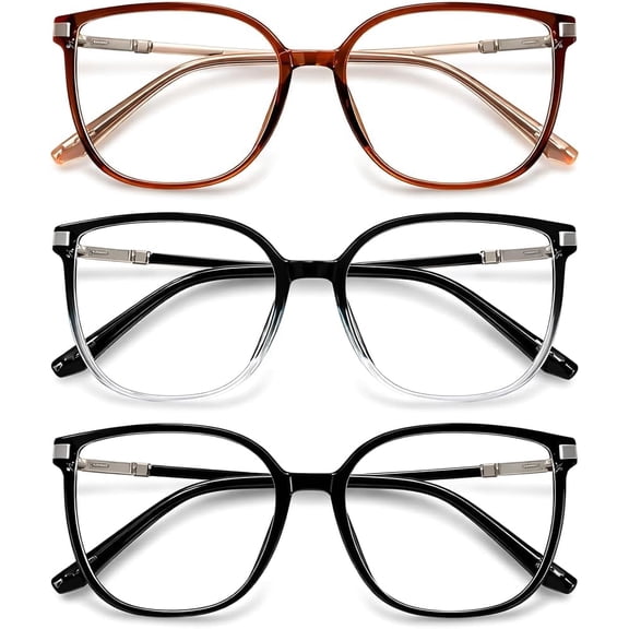 3 Pack Cat Eye Reading Glasses Women Fashion Readers Lightweight Clear Frame Office Computer
