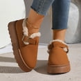 thumbnail image 2 of Rokment Platform Slip on Snow Ankle Boots for Women with Fleece Lined 2025 Fashion Casual Winter Thermal Potato Clogs Booties Brown Size 6, 2 of 8