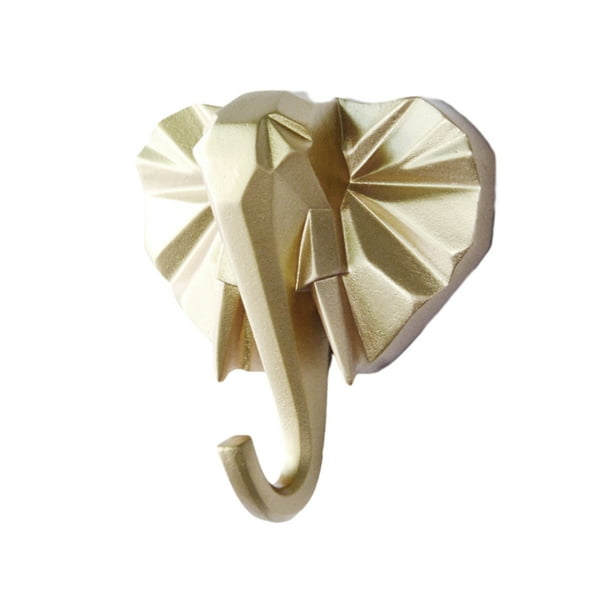Yuarrent Gancho de cabeza de elefante de resina para necesidades colgantes versátiles hecho de gancho para abrigos con cabeza de Animal de Decoración del hogar oro (elefante)