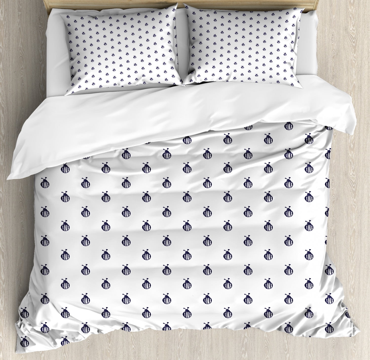 Blue And White Duvet Cover Set King Size Hand Sketch Drawing