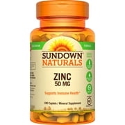 (2 pack) (2 pack) Sundown Naturals Zinc Mineral Supplement Caplets, 50mg, 100 count