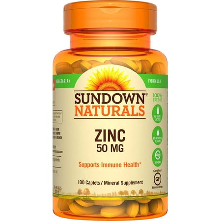(2 pack) (2 pack) Sundown Naturals Zinc Mineral Supplement Caplets, 50mg, 100 count
