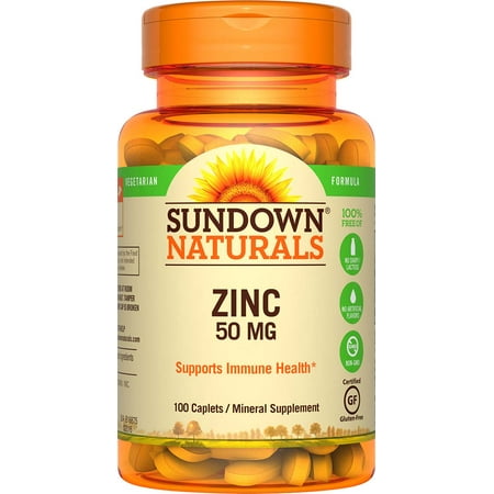 Sundown Naturals Zinc Mineral Supplement Caplets, 50mg, 100