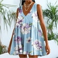 thumbnail image 2 of MIUOWANP Breathable A-Line Sleeveless V-Neck Dress for Women with Loose Pleats Daily Floral Print Casual Dress Size M(6)Sky Blue, 2 of 5