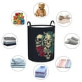 thumbnail image 5 of DouZhe Waterproof Collapsible Large Laundry Baskets, Vintage Skull Flower Rose Prints Circular Hamper with Handles, 5 of 7