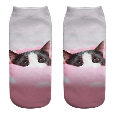 

LASHALL SOCK Unisex Funny 3D Fashion Cat Printed Casual Socks Cute Low Cut Ankle Socks(Buy 2 Receive 3)