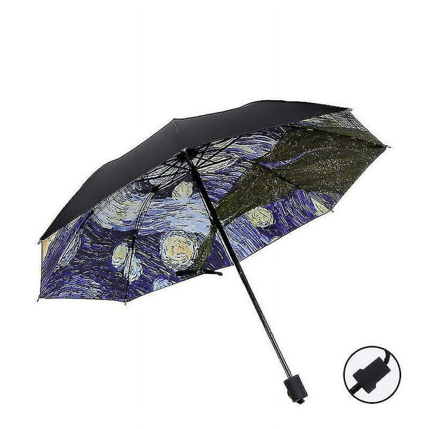 Paraguas plegables Paraguas de hoja de plátano verde para mujer Sombrilla soleada y lluviosa de doble uso Protección UV Parasol Arte Pintura al óleo Paraguas