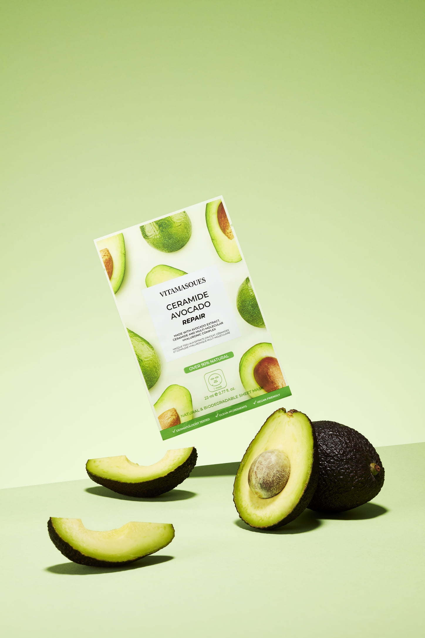 Vitamasques Ceramide Avocado Repair Sheet Mask, For All Skin Types, One Sheet Mask