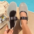 thumbnail image 2 of Women’s Summer Flat Shoes Slip On Round Toe Hollow Out Retro Square Metal Buckle Casual Fashion Brown 7, 2 of 9