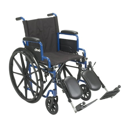 Drive Medical Blue Streak Wheelchair with Flip Back Desk Arms, Elevating Leg Rests, 16" Seat