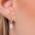 thumbnail image 3 of Gem Stone King 14K Yellow Gold White Moissanite and Lab Grown Diamond Earrings for Women | 1.39 Cttw | Gemstone Birthstone | Pear Shape 7X5MM, 3 of 7