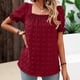 thumbnail image 4 of Blusa de gasa con cuello cuadrado de manga corta de color sólido de verano para mujer OAVQHLG3B Store  lin121212, 4 of 4