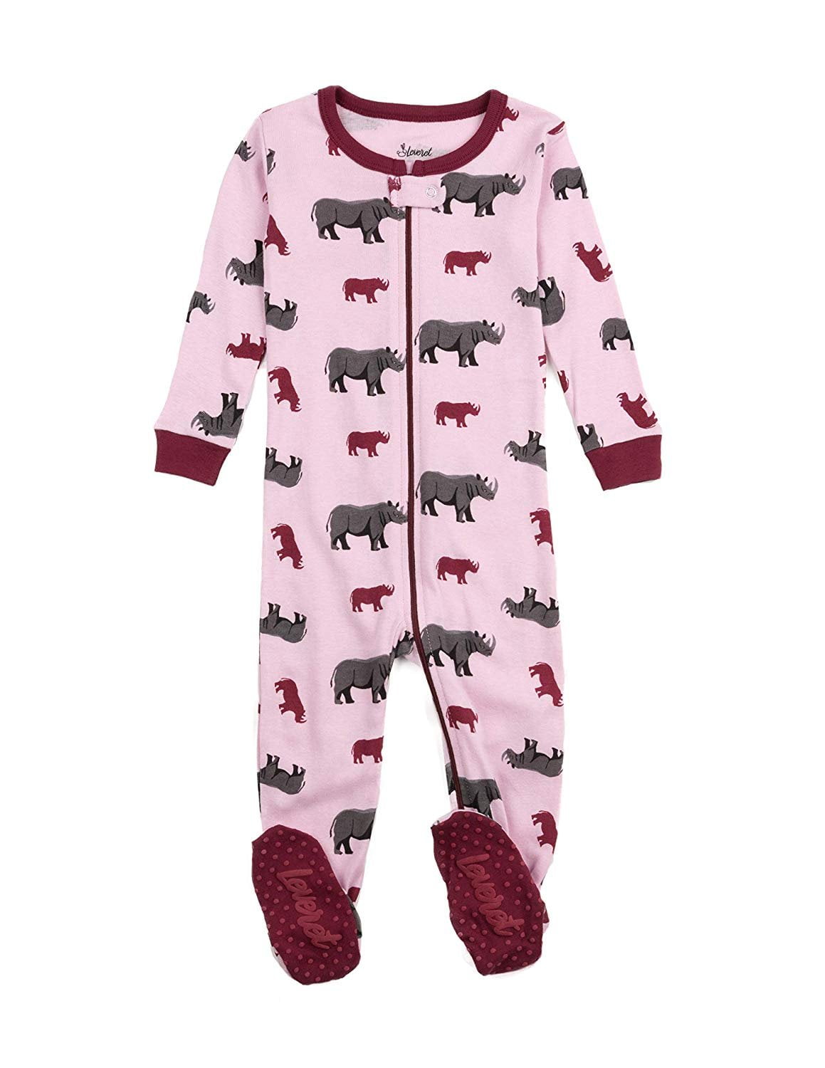 Leveret Kids & Toddler Boys Girls Footed Pajamas 100 Cotton Rhino