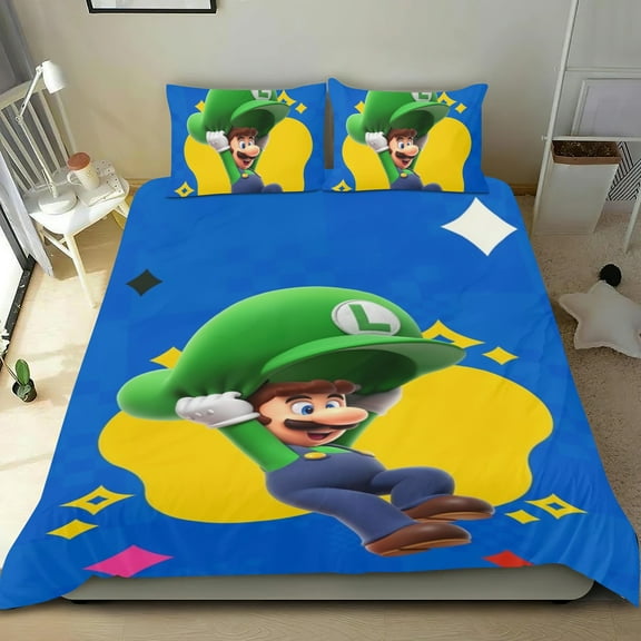 3 Piece Bedding Set For Luigi Mansion Comforter Cover Set Cute Duvet Cover Sets Super Soft Teens Bedding Set Kids Bedroom Gifts,ses Twin