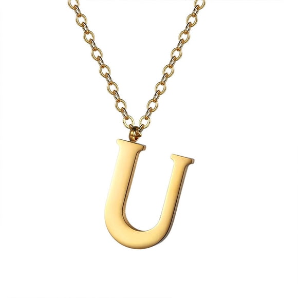PROSTEEL Colgante Inicial U Collar de oro con letra del alfabeto, collar de acero inoxidable para mujeres y niñas, regalo de cumpleaños de joyería con encanto de nombre personalizado
