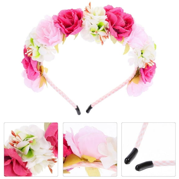 Niceauty Multicolor Floral Headband with Lifelike Flowers for Wedding and Party Decoration