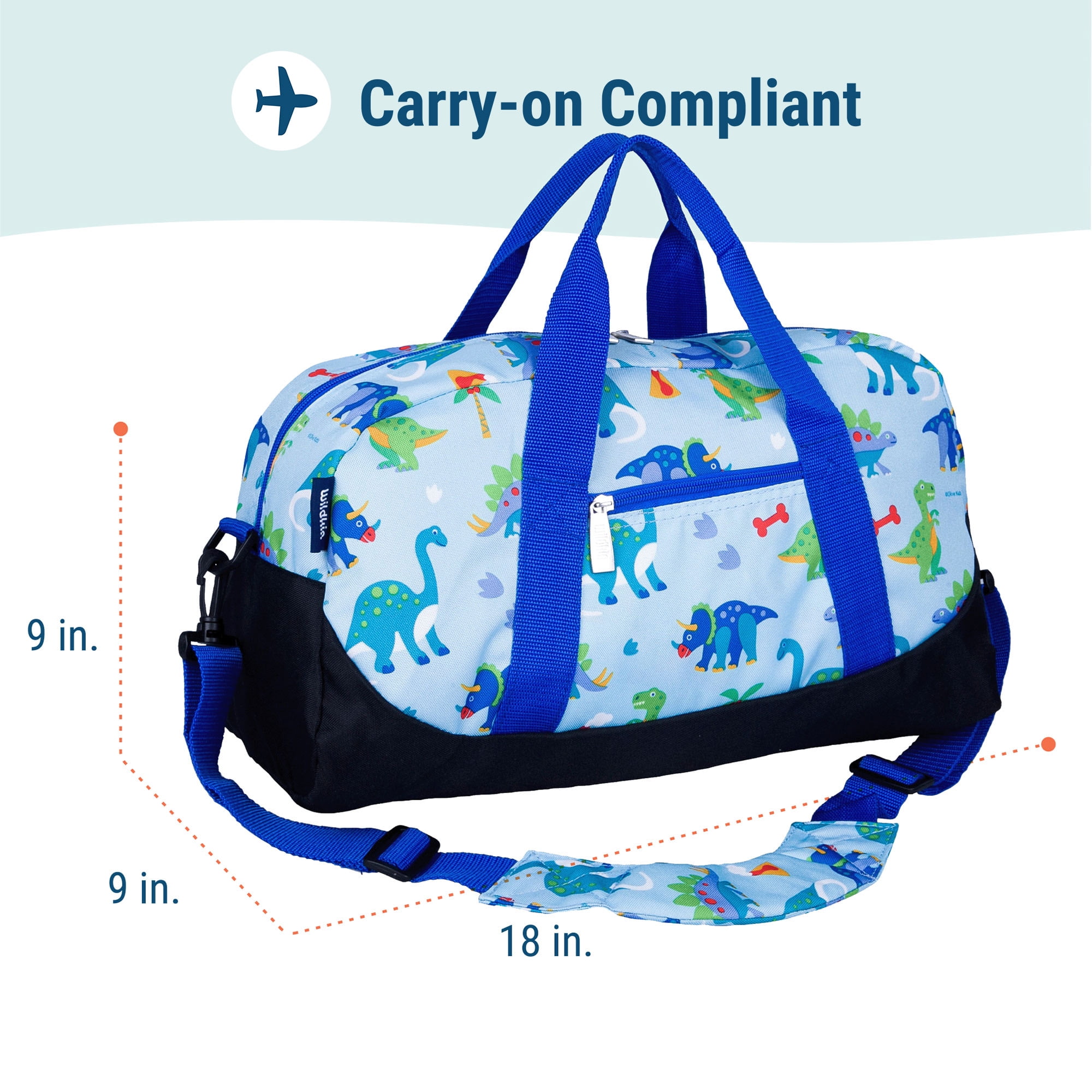 Wildkin Kids 18” Dinosaur Land Overnighter Duffel Bag, Blue