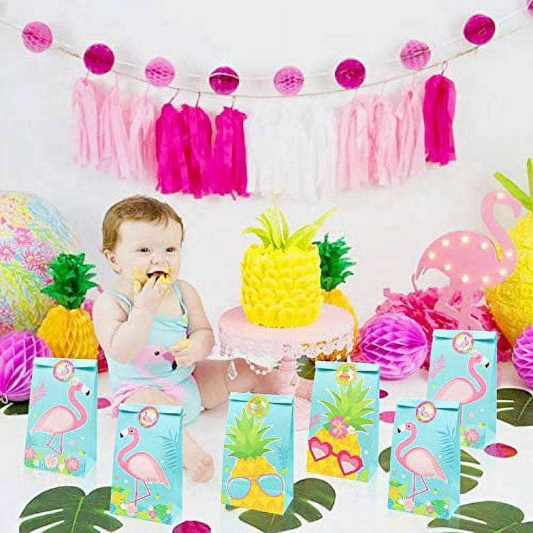 Kajaia 24 Pieces Flamingo Drawstring Gift Bags Hawaiian Party Favor Bags  Flamingo Party Candy Treat Bags Tropical Party Goodie Bags for Kids  Flamingo