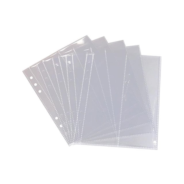 Carpeta de 10 piezas, hojas de álbum de fotos, surtido de sellos, papel moneda, organizador de almacenamiento de dinero, bolsillos impermeables Almacenamiento y organización del hogar 4 ranuras Bewildely HA073952-01B