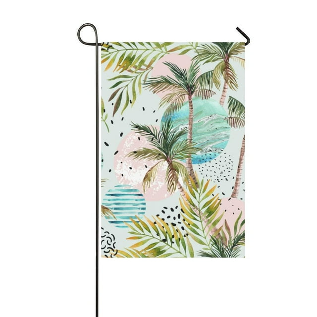 Bandera Decorativa ABPHQTO de Hojas de Palmera Acuarela Verano 70x100 cm