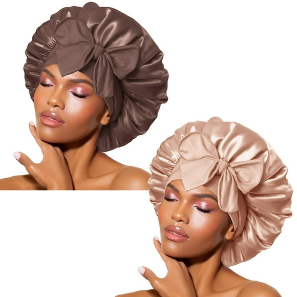 Bonnet Queen de seda para dormir con corbata, paquete de 2 unidades