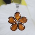 thumbnail image 5 of Unique Hawaiian Large Genuine Koa Wood Plumeria Necklace, Sterling Silver Plumeria Flower Pendant, N8511 Birthday Valentine Mom Gift, 5 of 6