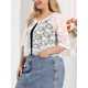 thumbnail image 2 of Women's Plus Size Sheer Shrug Tops Elbow Sleeve Floral Lace Open Front Shrug Top White 4X, 2 of 7