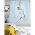 thumbnail image 3 of Modern Map Sheer Curtains 63 Inches Long 2 Panels Blue Sea Simplize Colorful Plate Light Filtering Semi Sheer Window Curtains Drapes for Bedroom Living Room 52"x63", 3 of 7