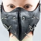 thumbnail image 3 of Personalidad de cuero Máscara punk Máscara de remache Casco de motocicleta para fiesta de cosplay (negro), 3 of 6