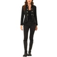 thumbnail image 2 of INSPIRE CHIC Women's Turn Down Collar Open Front High-Low Hem Gothic Peplum Blazer 2XL Black, 2 of 7