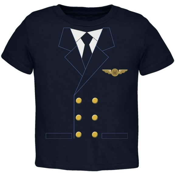 Old Glory Toddler Halloween Airline Airplane Pilot Short Sleeve Graphic T Shirt