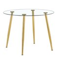 thumbnail image 6 of Accreate Round Glass Dining Table, 40 Inch Modern Minimalist Circular Dining Table with Gold Plated Metal Legs, Non-Slip Rubber Pads for Kitchen Dining Room Living Room, 6 of 9