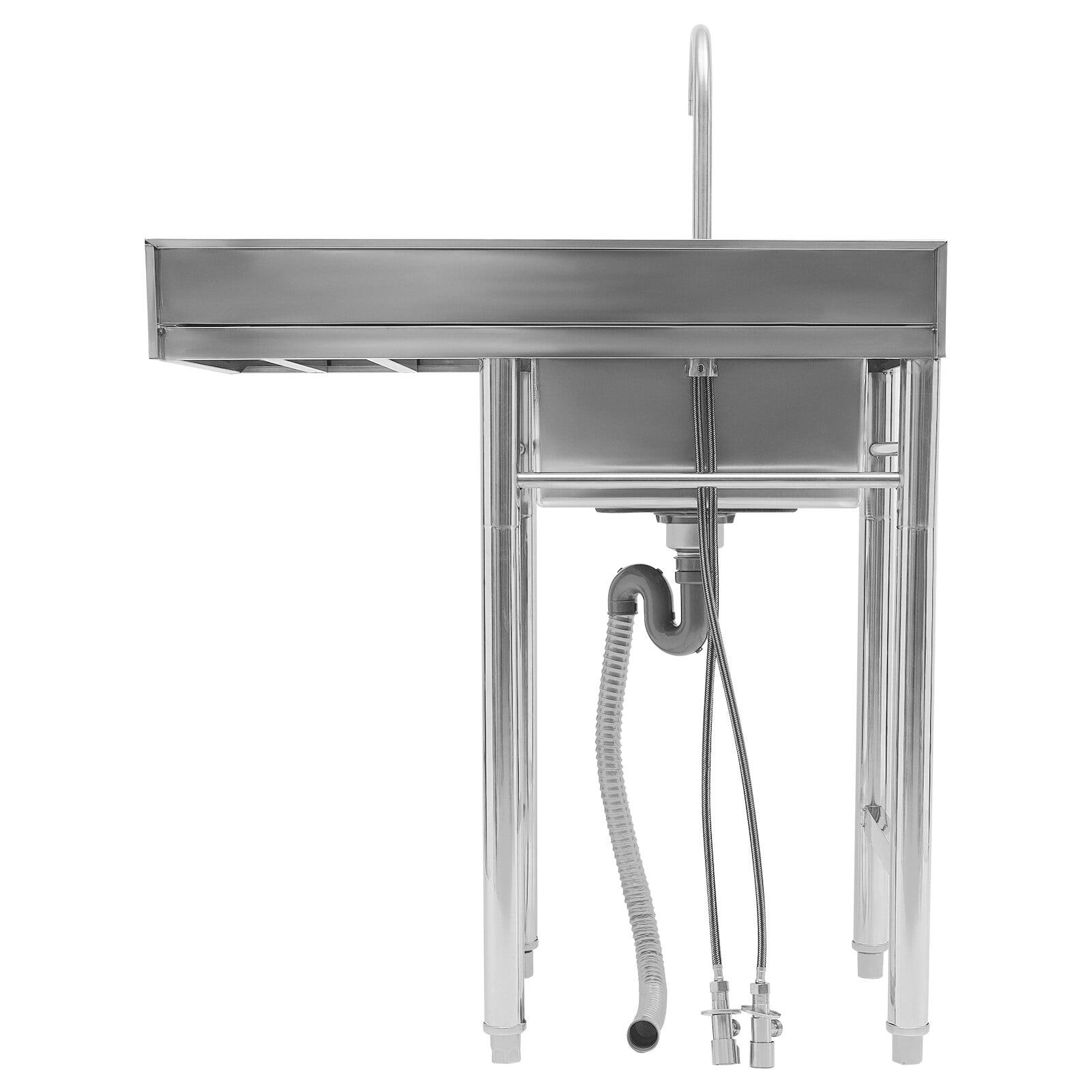 35.4" W x 21.2" D x 39.3" H Stainless Steel Utility Sink with Drainboard & Faucet