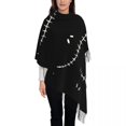 thumbnail image 1 of Bufanda de Halloween con estampado personalizado Jack Skellington para hombres y mujeres, bufandas cálidas, envoltura de chal de pesadilla antes de Navidad, invierno y otoño, 1 of 5