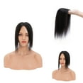 thumbnail image 1 of MY-LADY 100% Remy Human Hair Silk Base Top Hairpiece for Women Clip in Topper Hand-made Top Toppee Hair Piece for Thinning Hair Loss Hair Grey Hair 6inch #1B Natural Black, 1 of 8