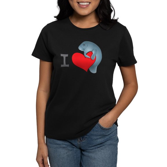 CafePress - I Heart Manatees Women's Dark T Shirt - Women's Traditional Fit Dark T-Shirt