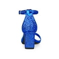 thumbnail image 2 of BLISSFUL STEP Women's Shoes Glitter Ankle Strap Block Heel Prom Sandals Royal Blue 10, 2 of 7