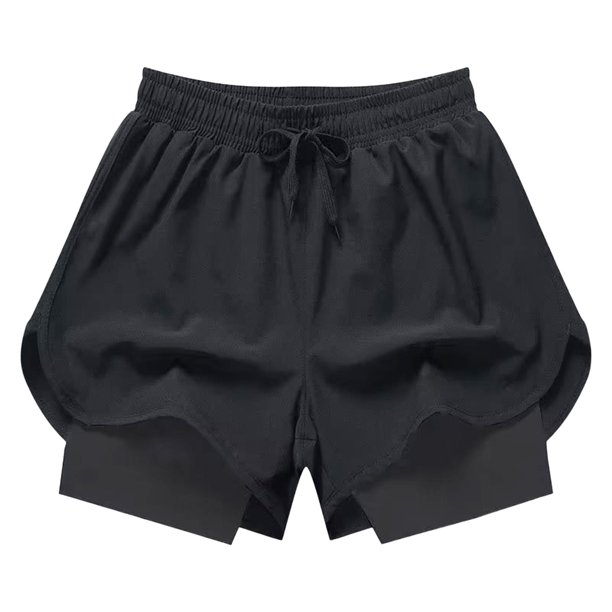 Pantalones cortos deportivos de doble capa para hombre, transpirables, informales y deportivos para baloncesto. 2XL