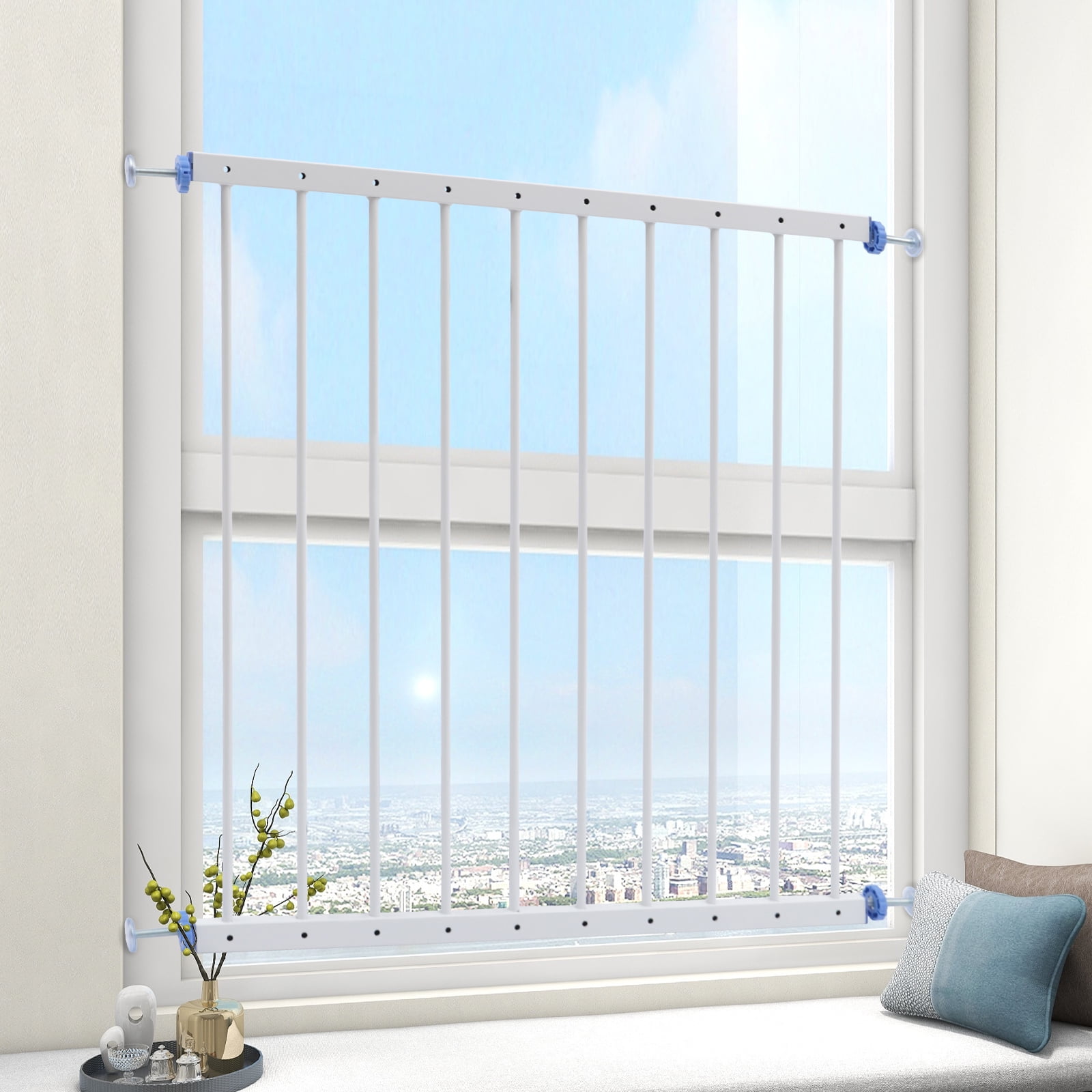 Safety Window Guard, 30.7-34.3in Adjustable, Iron Fixed Window Guard Bar Security Grills for Home Use (1 Panel)