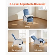 VEVOR Geri Chair Recliner, 3-Position Reclining Geri Chair, Movable Medical Recliner Chairs with 4 Wheels, Soft Padded Seat & Detachable Tray, Ideal for Hospital,Nursing Home,and Geriatric Home Care