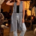 thumbnail image 5 of Vests for Women Western Fringe Sleeveless Vest Hollow Cutout Open Front Layering Jackets Gray XL, 5 of 9