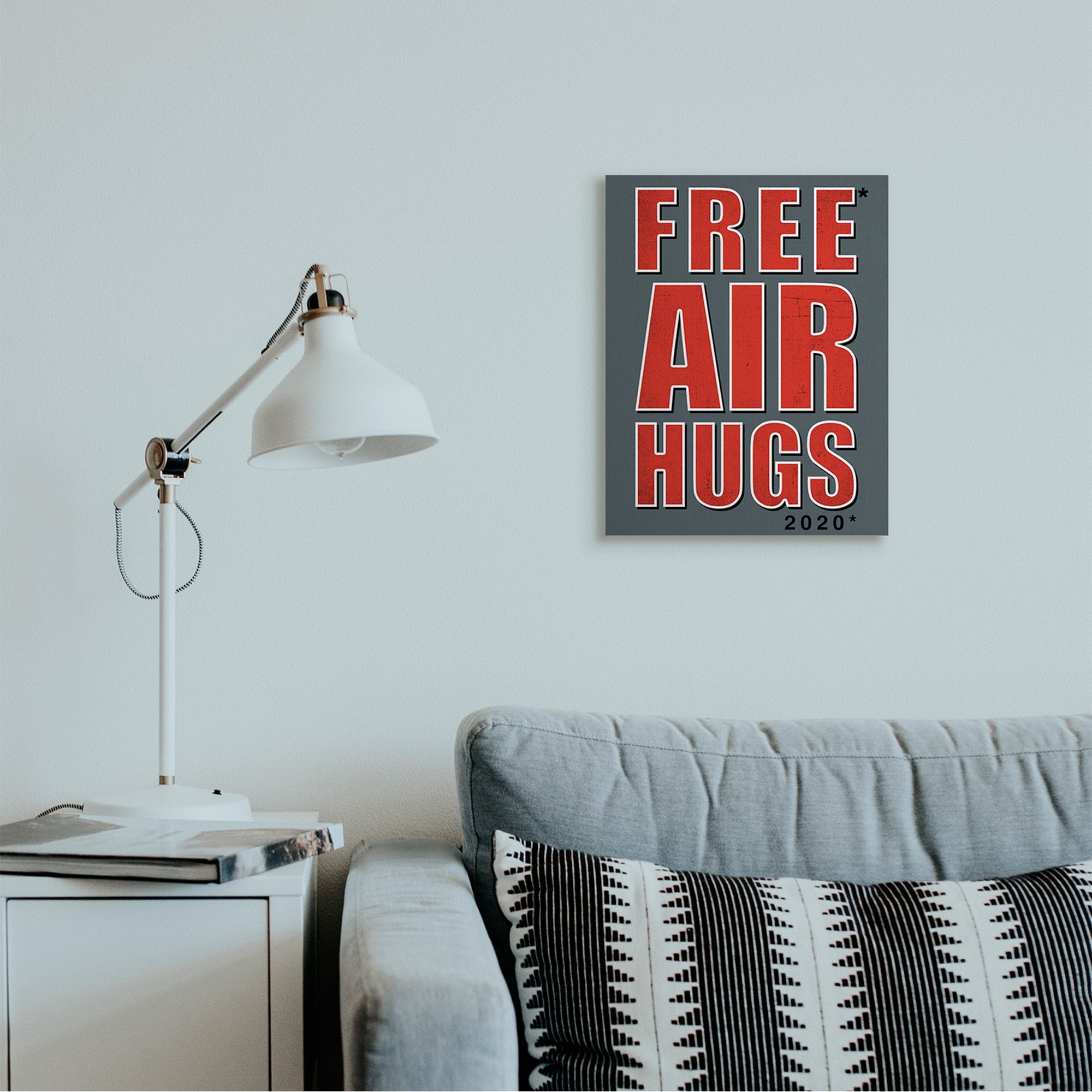 Stupell Industries Free Air Hugs Phrase 2020 Reference Blue Red Canvas Wall Art by Buck Wear