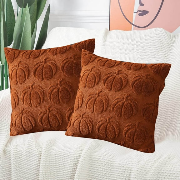 2pcs Plush 3D Pumpkin Throw Pillows - Fall/Halloween/Thanksgiving Decor, Cozy Textured Cushions for Couch/Bed, Multiple Autumn Colors