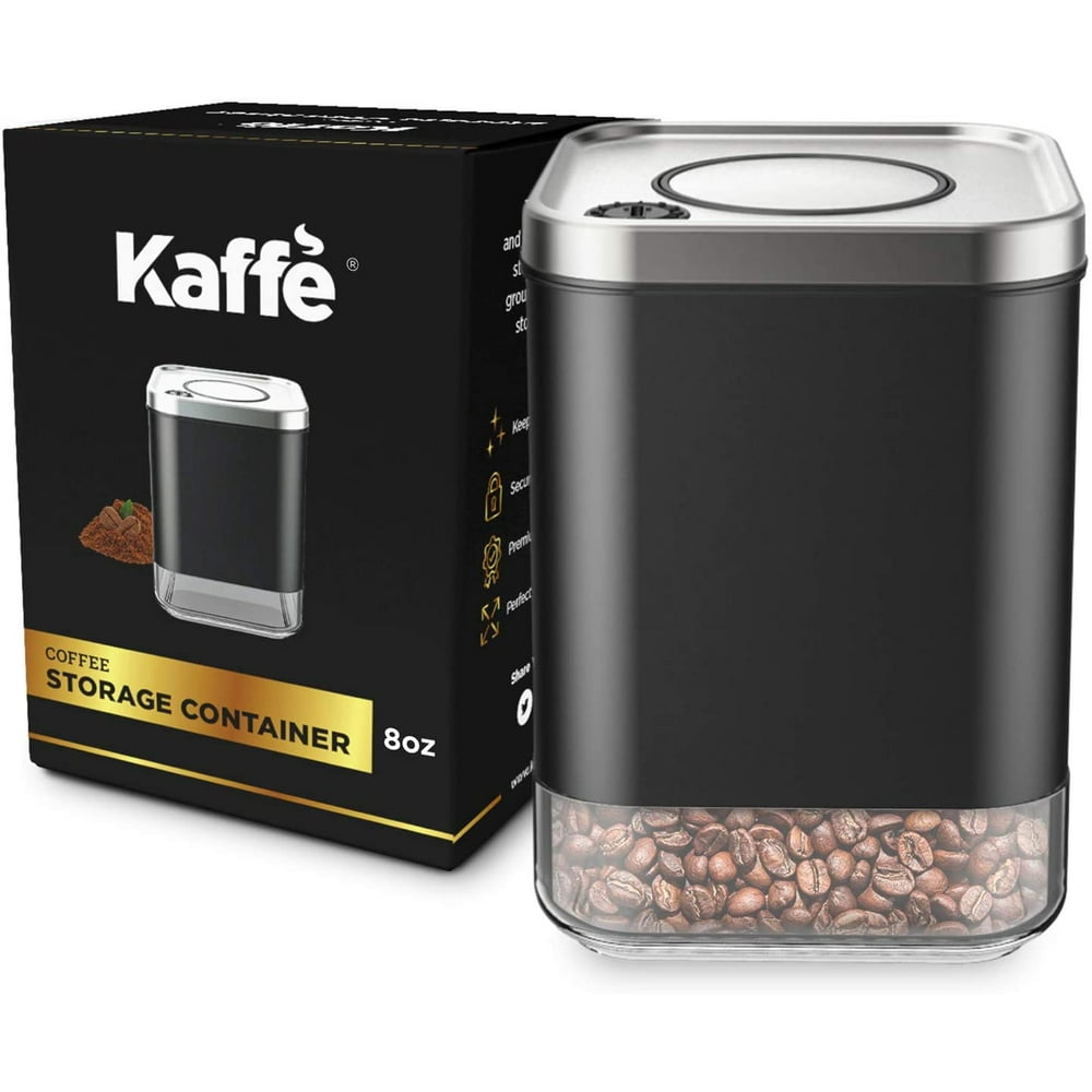 Coffee Storage Container Squared Black/Stainless Steel 8oz